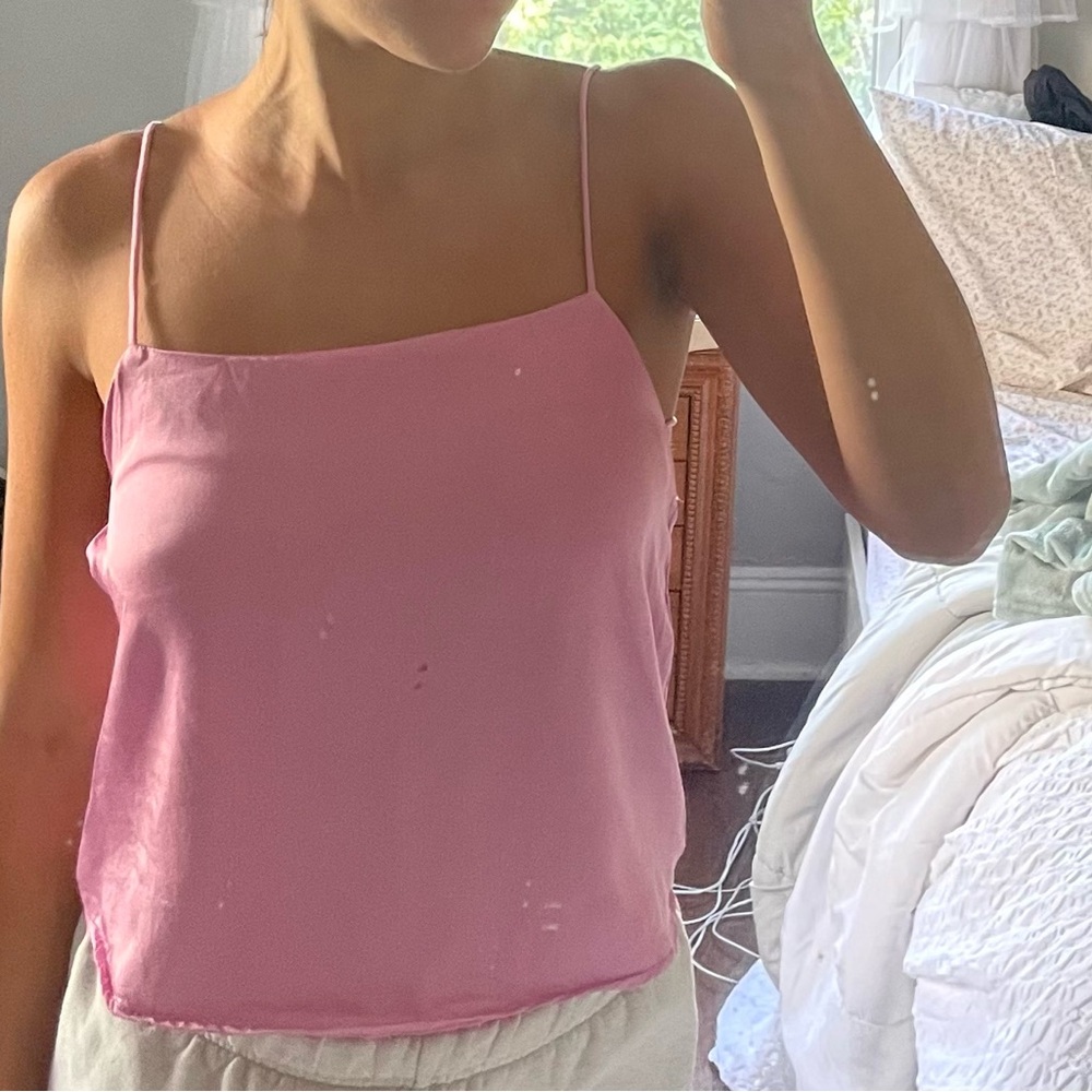 Pink satin cami